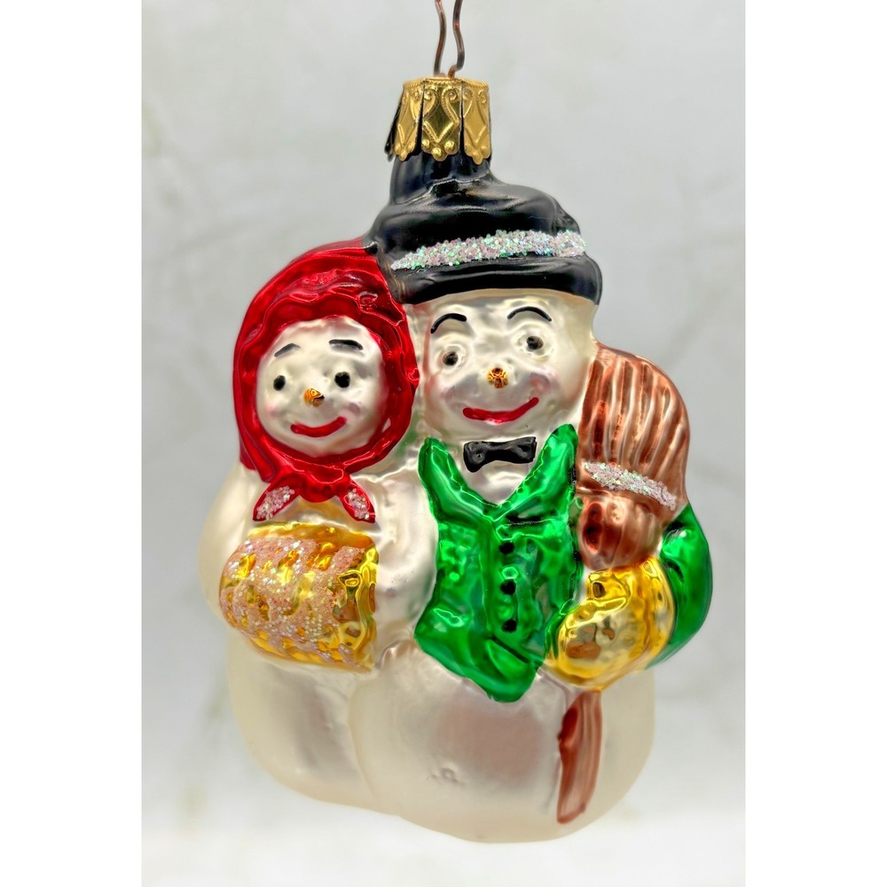 Vintage Inge Glas OWC 2523 Snowy Sweethearts German Glass Ornament Hand Painted